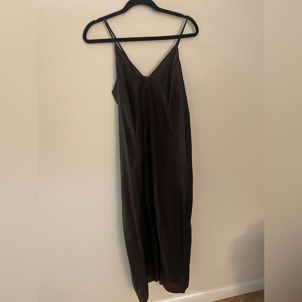 Morgane Le Fay Brown 100% Silk Slip Cami Maxi Dress Size M